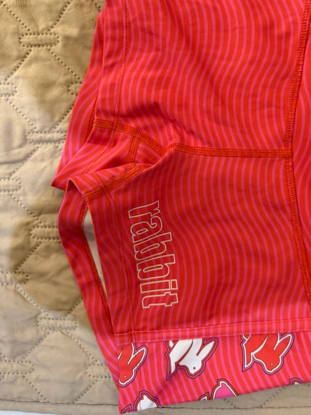 Small pink rabbit racing spandex shorts